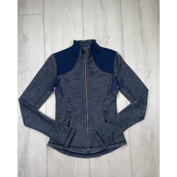 Lululemon Forme Jacket Reversible Slub Denim Blue Workout Zipper Women's Size 4 - Picture 1 of 9